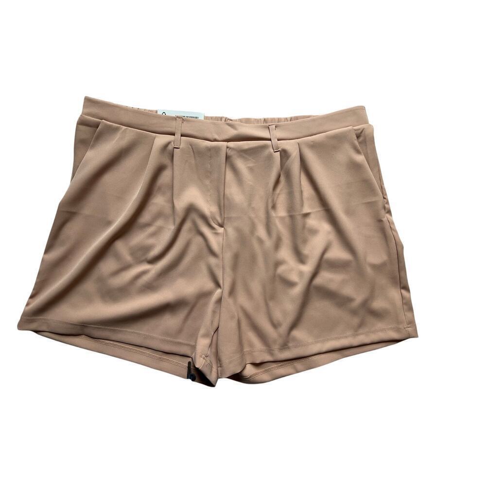 32 Degrees Women's Pleated Short, XXL, Pleated, Orange/Beige, Pull On, NWT
